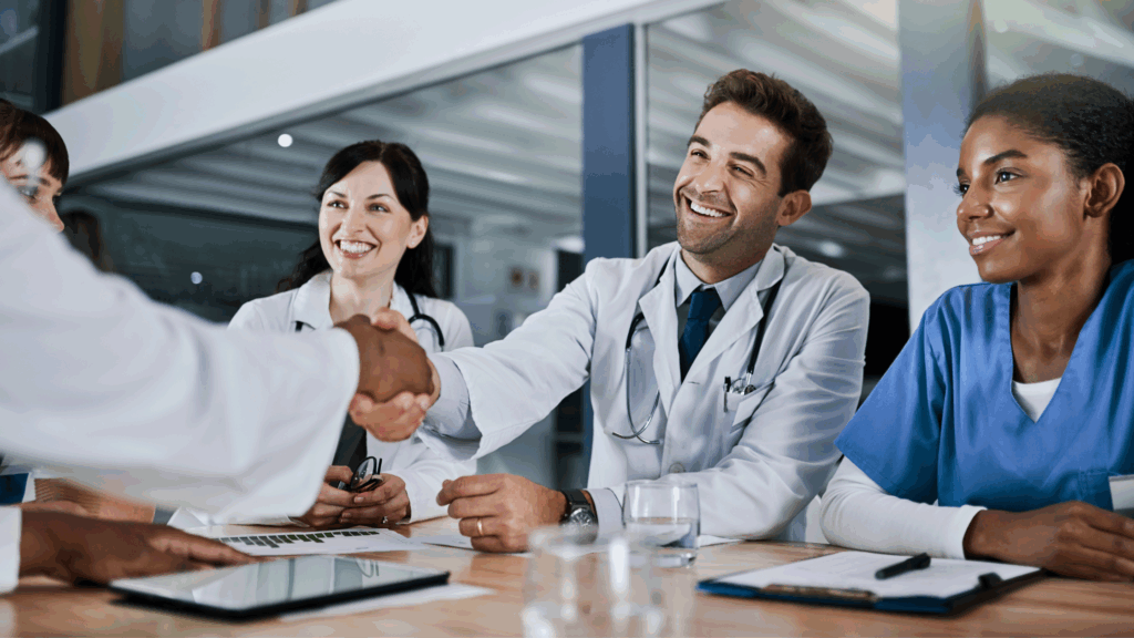 team of physicians interviewing