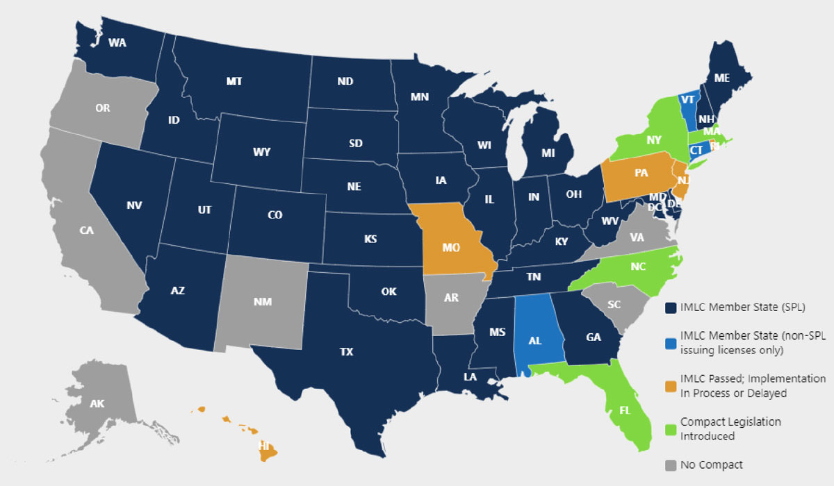 IMLC - Interstate Medical Licensure Compact map